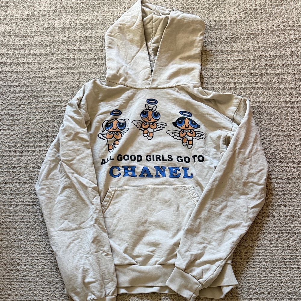 Mega Yacht Good girls Cream Hoodie with Cartoon Angels